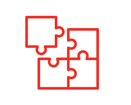 4 puzzelstukken die in elkaar passen