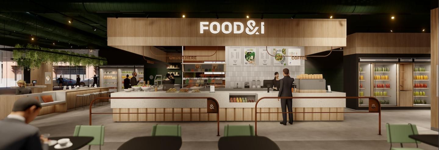 Food&i visual met mock up van een restaurant